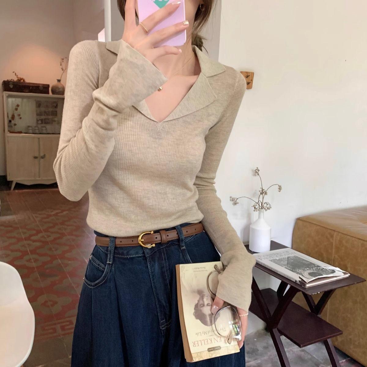 

Women s Long Sleeve Knitted Sweater - Spring/Autumn Design S - Recommended for 75-95 lbs