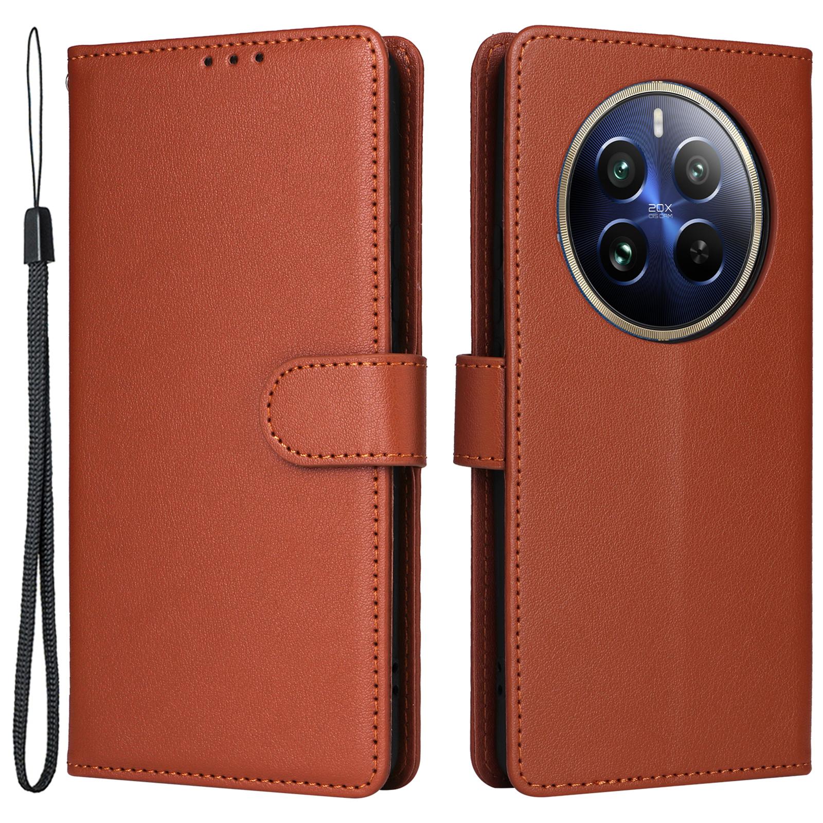 

For Realme 12 Pro+ 5G/Realme 12 Pro 5G Case 3 Card Slots PU Leather Wallet Stand Phone Cover Brown