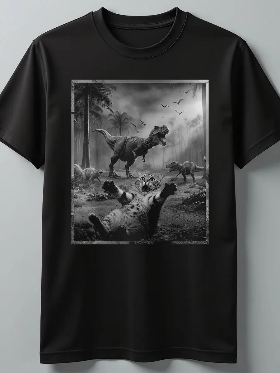 Футболка со светящимся принтом кота S