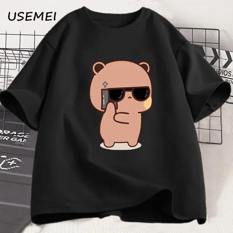 Bubu Dudu Partner T-Shirt Bär Panda Sind Spion Liebe Dinge Partner Tun T-Shirt Niedlich Passend Baumwolle T-Shirt Damen Unisex Geschenk Valentinstag