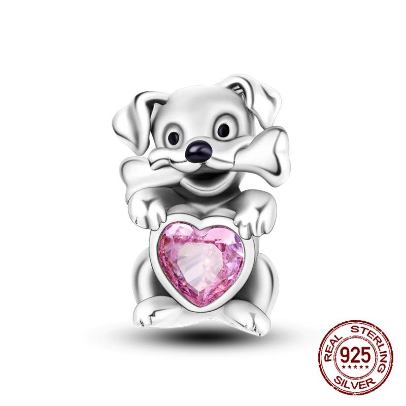 Copper Love Pink Mom Bear Travel Beads Fit Charm Bracelet For Women Fine Jewelry Making