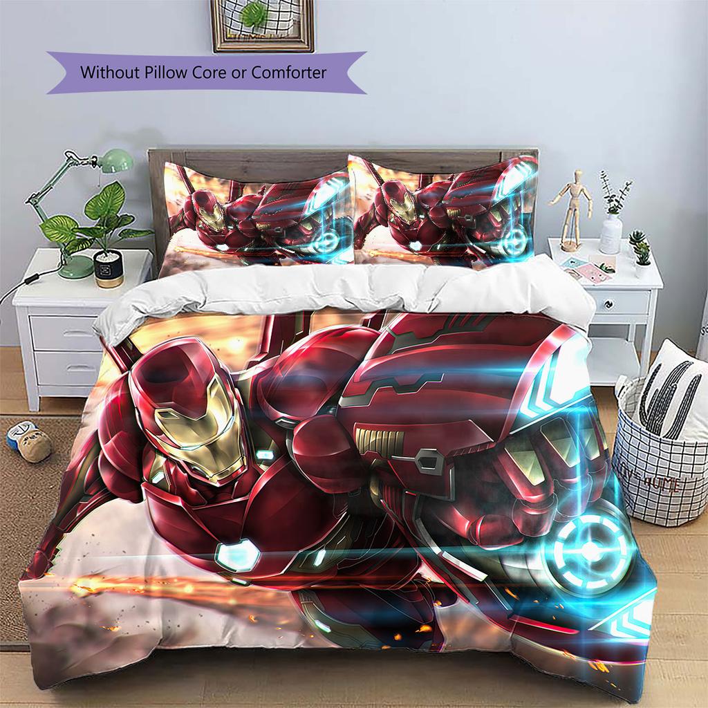 Avengers Iron Man Printed Bedding Set 3Pcs Duvet Cover Set For Kids Bedroom No Sheet No Quilt Core