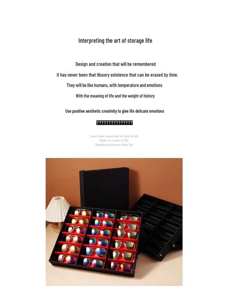 Eyeglasses & Jewelry Display Box with 18 Compartments and Stand