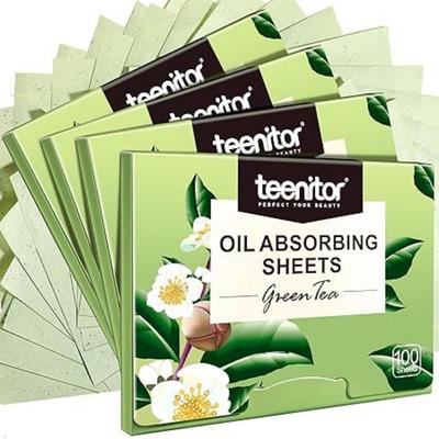 400 Stück Ölpapier, Ölkontrollfolie, Blotting Paper für fettige Hautpflege, Grüner Tee Ölabsorbierendes Taschentuchpapier, Groß 10cmx7cm