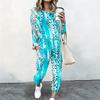 Female Oversized Long Sleeve Top And Elastic Waist Trousers Two Piece Outfit For Daily Leisure Activities