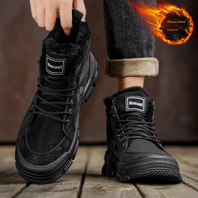 Winter New Popular Warm Men's High Top Boots Fashionable and Versatile Anti Slip Outdoor Travel Shoes