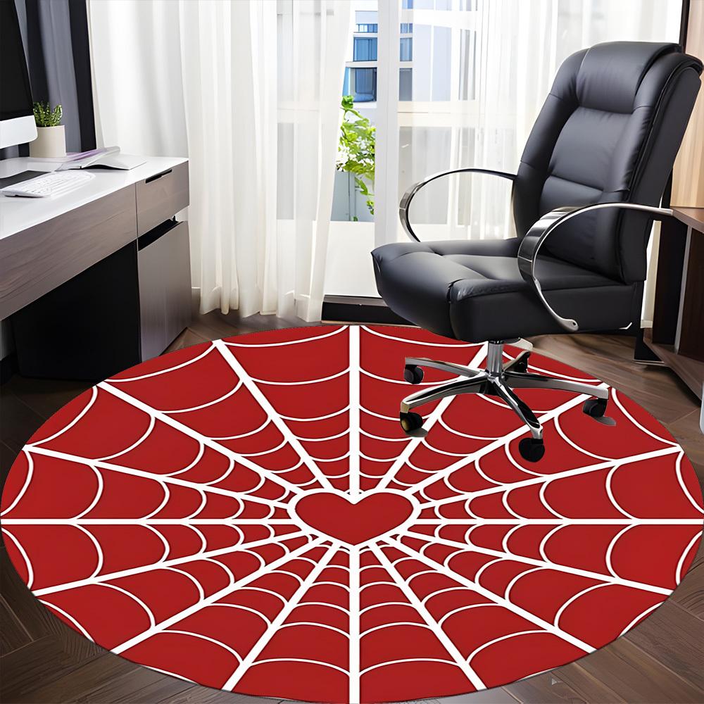 1pc Spider Web Heart Office Round Area Rug, Indoor Mat Suitable ForOffice, Under Office Chairs Bedroom Living Room Home Decor, D139
