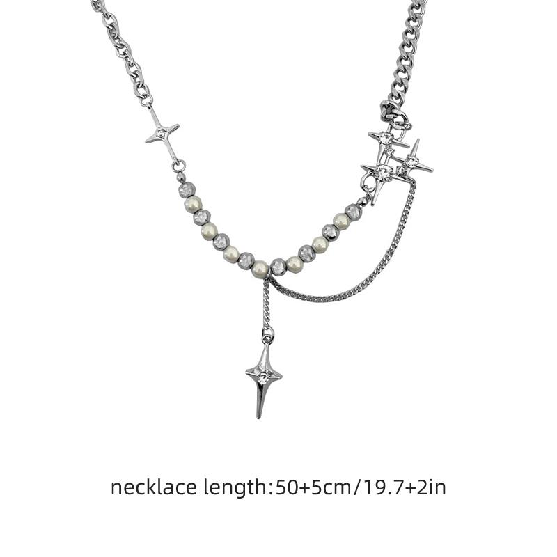 Cross Star Necklace for Men Unisex Hiphop Star Pendant Necklaces Punk