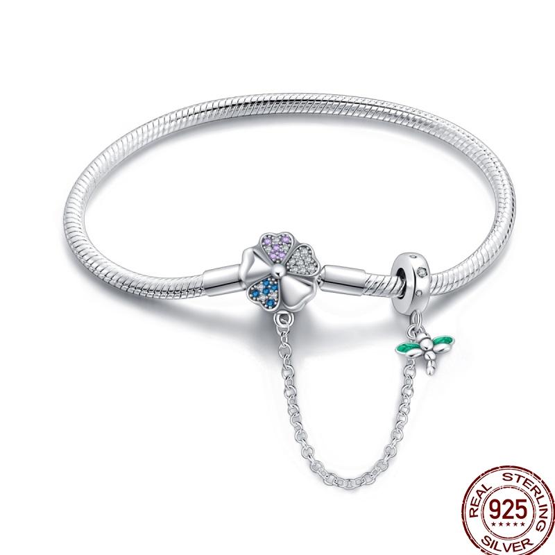 925 Sterling Silver 17-20CM Original Bracelets Heart Moon Sun Clasp Bead Charm Bracelet Fit DIY Charms Beads for Women Jewelrys