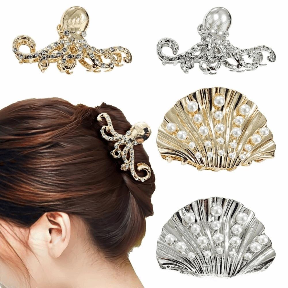 Octopus Women Hair Claw Zinc Zinc Zinc Alloy Hair Crab Clip Vintage Shark Clip Headwear