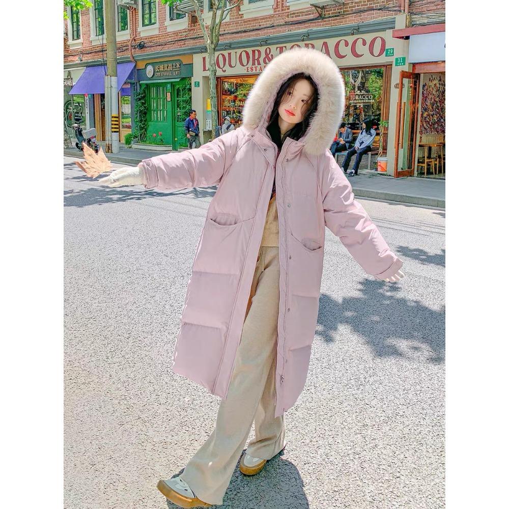 long down cotton-padded clothes for women's Korean thickened cotton-padded jackets, large sweater neck cotton-padded jackets, trendy.