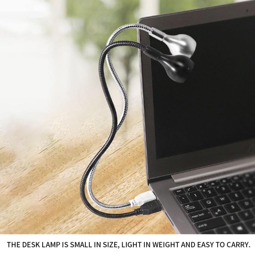USB Reading Lamp Flexible Hose Clip Light Eye Protection Bedroom Bedside Lighting Light Black