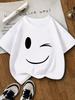 Wink Printed Pattern Girls Summer Shortsleeved Tshirt Comfortable Round Neck Versatile Girls Tshirt Suitable for Summer