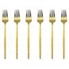 Silvere/Golden Stain Flatware Modern 6 Pcs Stainless Steel Dinner Fork 8.2 Inch Camping Dinnerware Set Tableware Eating Utensils