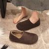 Mao Mao slippers women's winter and autumn Mao Mao slippers flat-bottomed comfortable half slippers women's cotton shoes versatile velvet single shoes