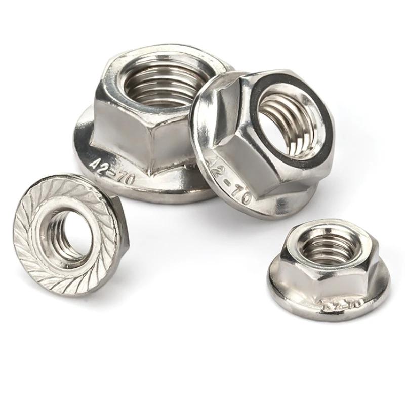 8# 10# 1/4-20 5/16-18 3/8-16 1/2-13 304 Stainless Steel American Standard Hexagon Flange Nuts Pinking Slip Locking Lock Nut