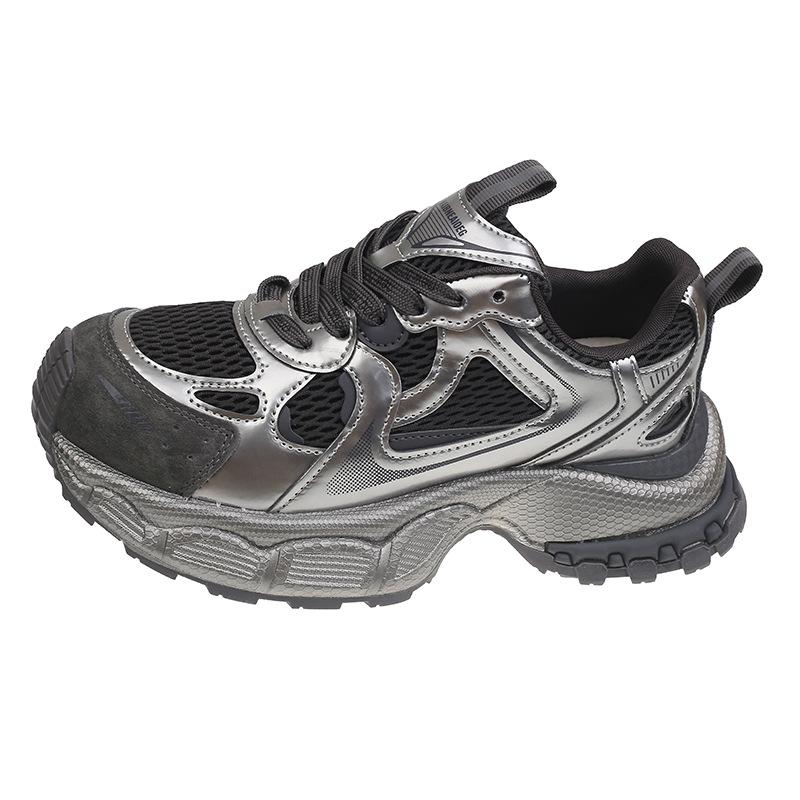 Thick-soled heightening Paris dad shoes women's 2025 spring and autumn new small retro leather versatile casual sports shoes