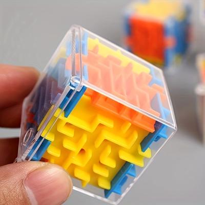 Transparentes 3D-Labyrinth-Würfelpuzzle mit rollender Kugel – lustiges Spielzeug zum Stressabbau für Kinder