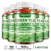 Green tea gummies; 1,020 mg per serving; contains Garcinia Cambogia, raspberry ketone, and coffee bean extract; promotes digestion.