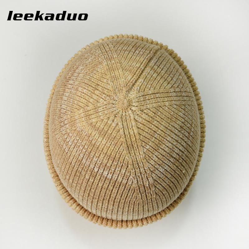 Autumn and Winter Hats Men's Section Dyed Rabbit Velvet Core-spun Yarn Knitted Hats Women's Thickened Warm Double-flanged Wool Hats Pullover Hats