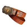 Women Western Belt Engraved Bull Metal Buckle Pants Belt Unisex Cowgirl Belt