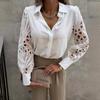2026 New Women Blouse Spring Summer Solid Lace Stitching Top