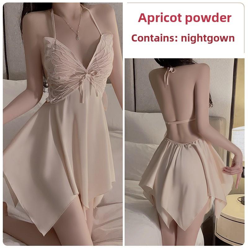 Sexy Ice Silk Large Size Pajamas Plus Chest Pads Gather Bow Nightgown Robe Loungewear Set