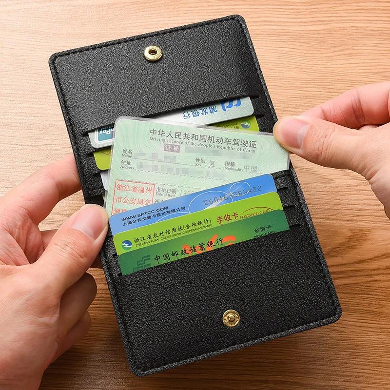 Ultra-thin Small Bank Card Multi Slot Card Holder Wallet for Women and Men Solid Leather Credit Card Bag Male CardHolder
