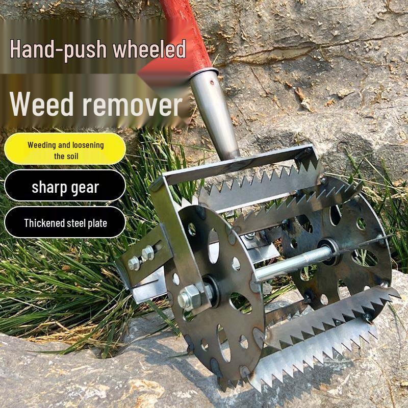 Wheeled Push Weeder and Soil Loosening Tool