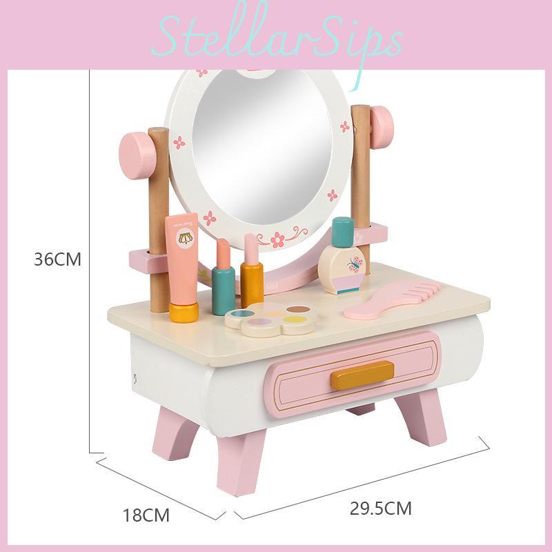 Kids Pretend Makeup Table Toy With Wooden Construction For Imaginative Play And Parent Child Bonding