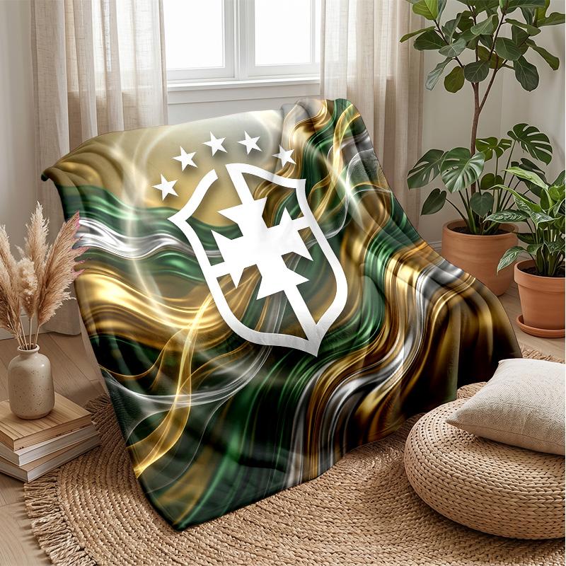 Couverture Flottante Imprimée Football Brésilien Douce pour la Peau Chaude Décorative pour Canapé Lit Intérieur Utilisation Quotidienne