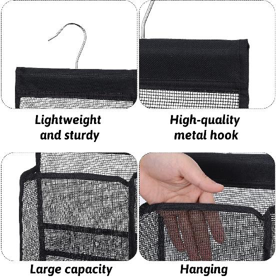 Mesh Shower Caddy Hanging, PVC Bathroom Storage Bag for College Dorm, Gym, Swimming, RV And Travel, Black