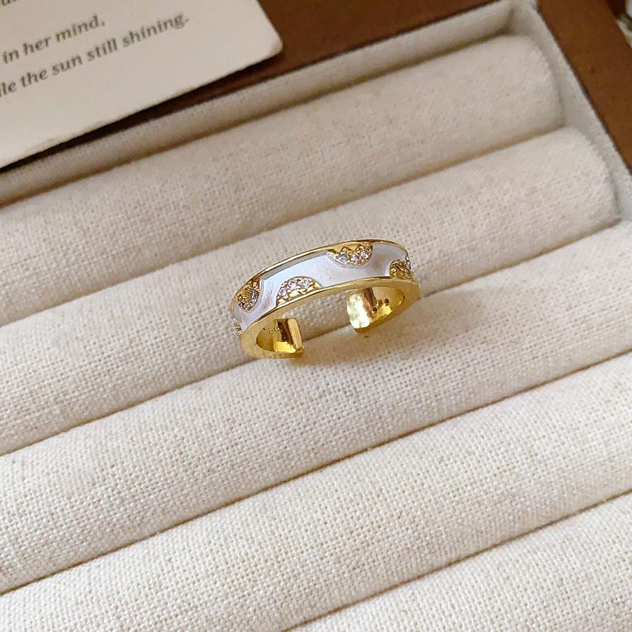 Zircon Long Square Splicing Opening Ring Korean Ins Style Design Ring Simple and Versatile Temperament Jewelry Women