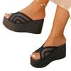 Sommer Moteable og Allsidige Fritidssko En-linje Tykksålede Skrå Hæl Flip-flops