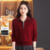 Women's Casual Half-Zip Color-Block Knit Sweater