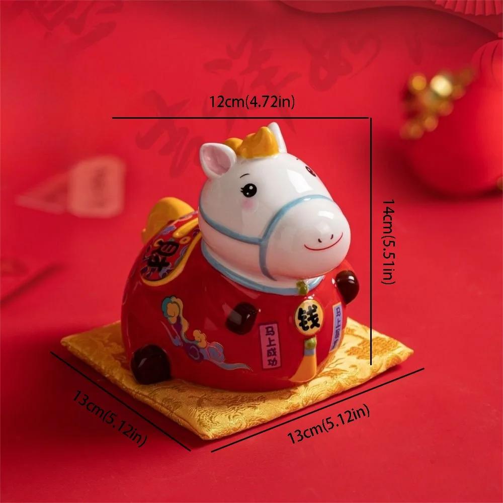 Ceramic Material Ceramic Horse Ornaments Horse Design Figurine Style Piggy Bank Piggy Bank Function Zodiac Theme New Year Gifts