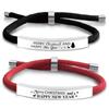Engraved Black & Red Rope Stainless Steel Bracelets - European & American Christmas Gifts