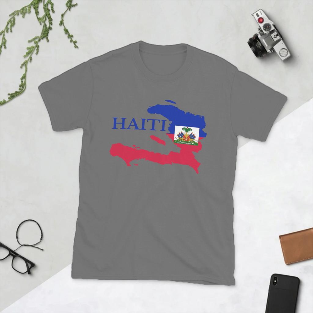 Unisexs Haiti Map Flag T Shirts Cotton Clothes Amazing Short Sleeve Round Neck Tees Plus Size TShirt
