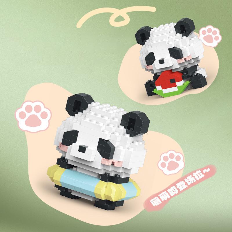 Panda Blind Box Building Blocks, Micro Granular Chinese National Treasure DIY Model Creative Educational Gift for Children
