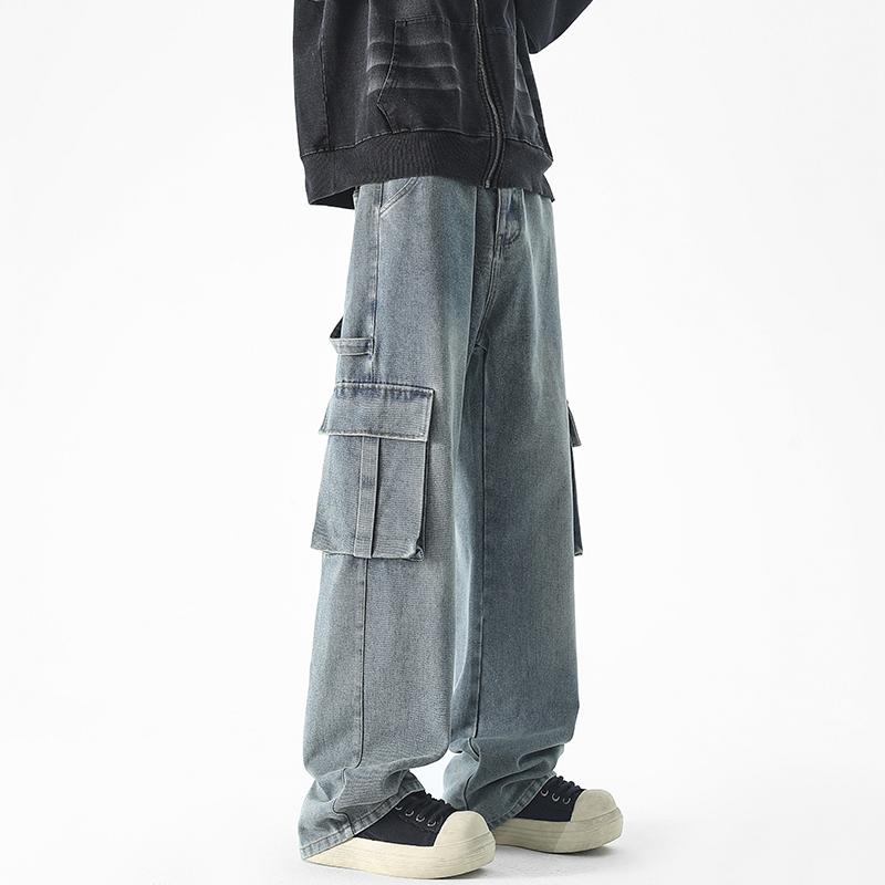 2025 Spring Men Wide Leg Washing Jean Pants Men Trousers Loose Casual Street Fashion Oversized Jeans Fashion Men Denim Pants