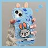 Cartoon Judy Nick Dual Stand Silicone Phone Case For Iphone 17 Pro Max