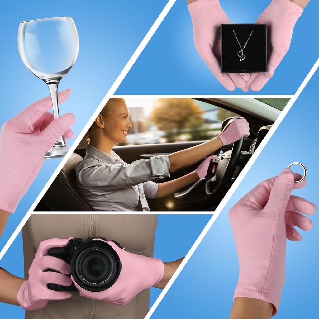 Donfri Sleep High Elasticity Moisturizing Examination Work Cotton Hand Care Gloves for Irritated Pink 6-Pair Gloves, Gloves, Gloves, Skin,