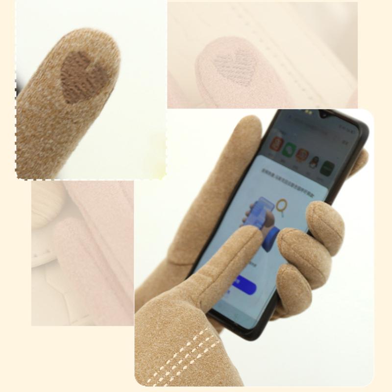 Guanti invernali caldi Guanti da donna in velluto Plus Guanti da equitazione coreani in velluto da guida carini con touch screen freddo