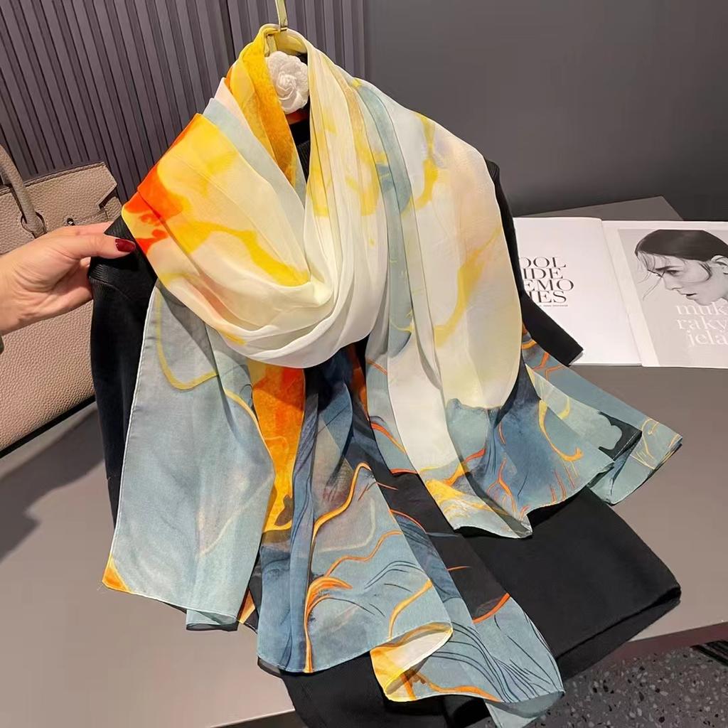 Silk Scarf Fashion Design Neck  Foulard Female Headbanda Luxury Hijab Women Warm Pashmina Scarves Echarpe Shawl Large Wrap
