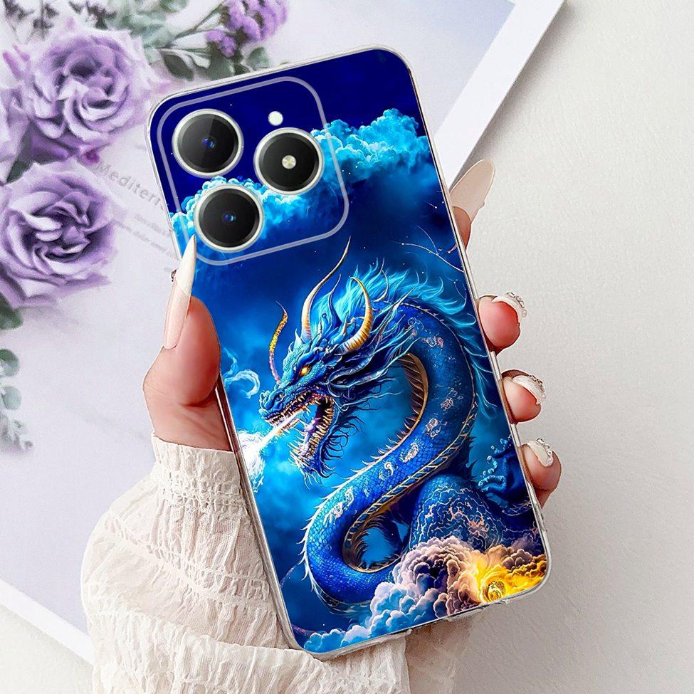 4G Clear For Realme Note 60 Case RMX3933 Luxury Butterfly Love Flowers Cool Lion Painted Phone Case For Realme Note 60X RMX3938
