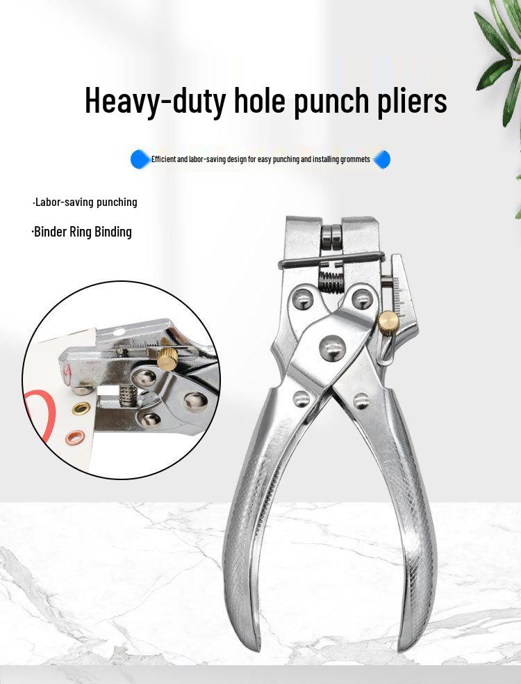 Adjustable Hole Punch Pliers, 4-13mm Depth, Lever Design for Easy Punching & Eyelet Setting