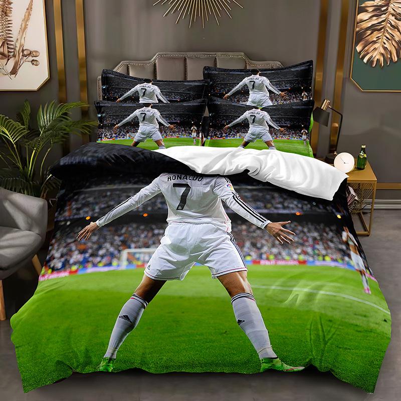Ronaldo Messi 3D Print Football Star Duvet Cover & Pillowcase Set