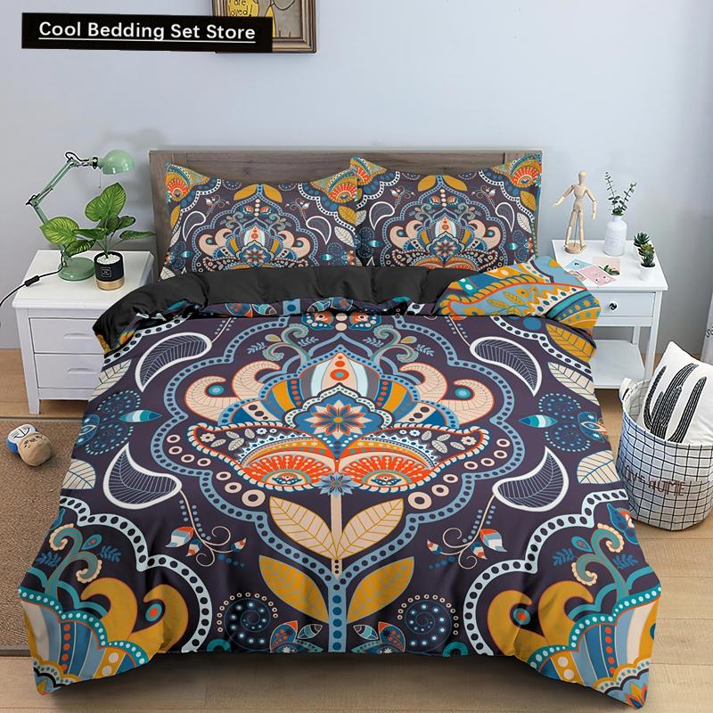 Psychedelic Boho Luxury Bedding Set 2/3PCS with Pillowcase King Mandala Duvet Cover Queen Comforter Cover Polyester Quilt Cover