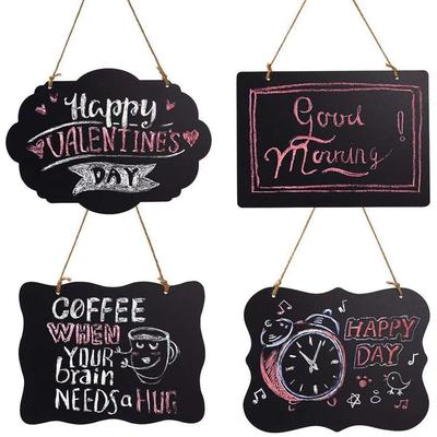 Double-Sided Wooden Chalkboard Labels with Hanging Rope for Messages, Restaurants, or Decorations