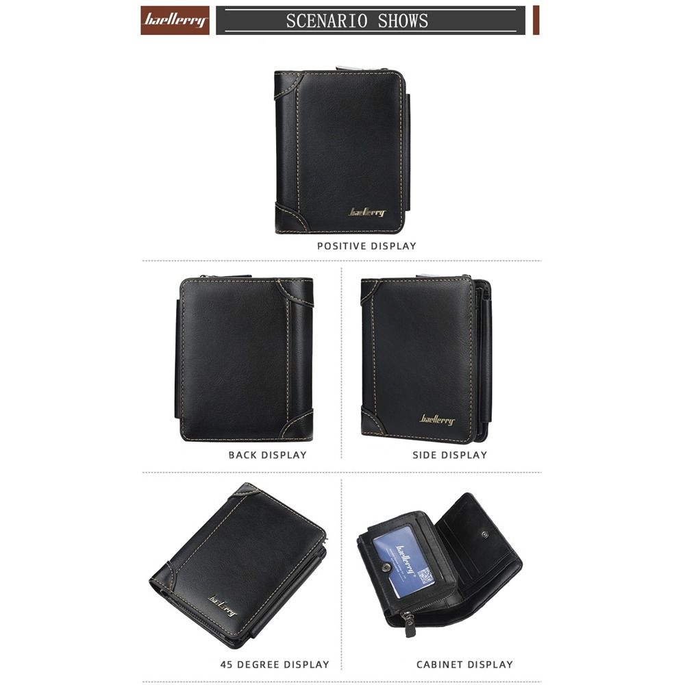 Purse Business Clutch Bag Zipper ID Card Holder Simple Men PU Wallet Unisex